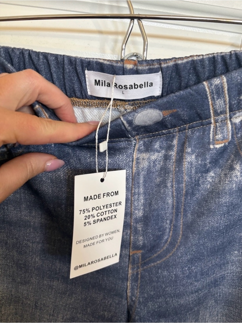 NWT Mila Rosabella Pull-On Jeans-Effect Pants in Faded Blue - Picture 2 of 5